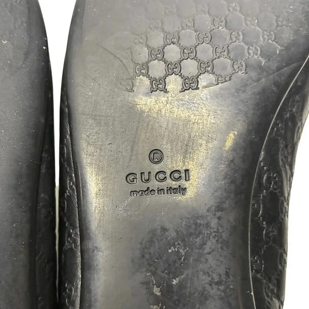 Gucci Microguccissima Black Leather Ballet Flats EU 36.5 Classic Logo Double G